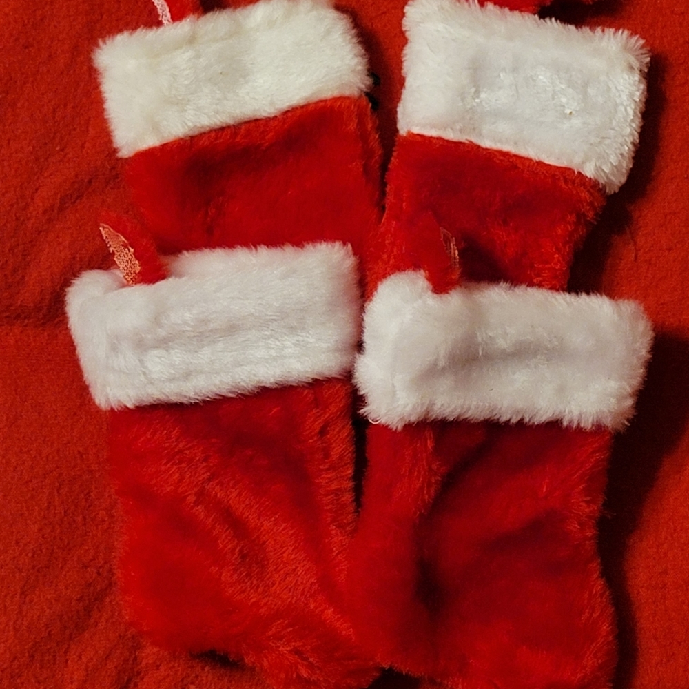 4 Mini Christmas Holiday Hanging Stockings